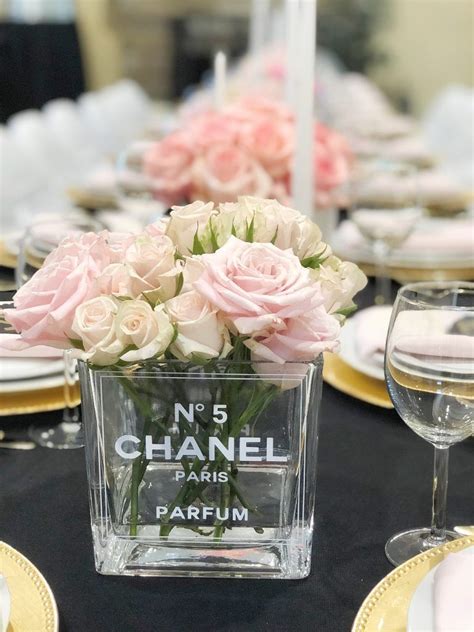 chanel inspired party centerpieces|Chanel theme birthday party.